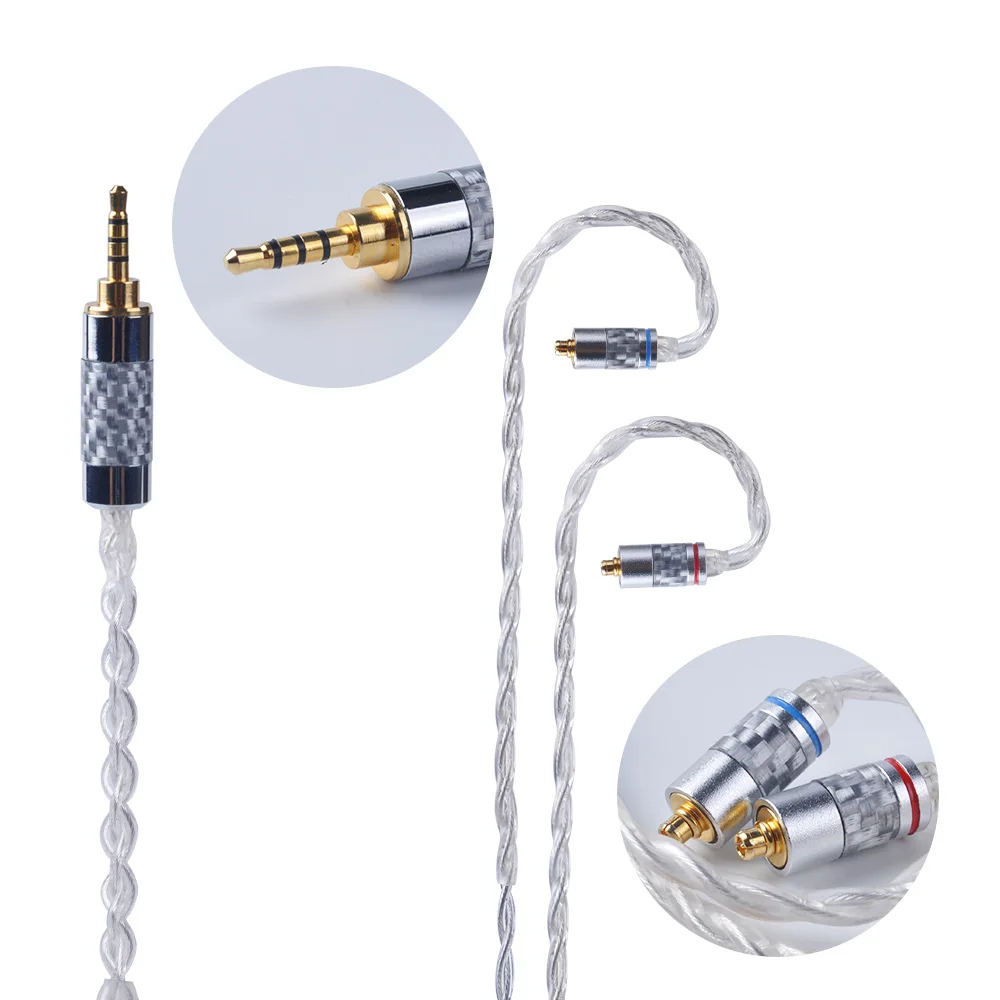  Yinyoo 4 Core Pure Silver Upgraded Cable 2.5/3.5mm Balanced Cable With MMCX/2pin Connector For AS10
