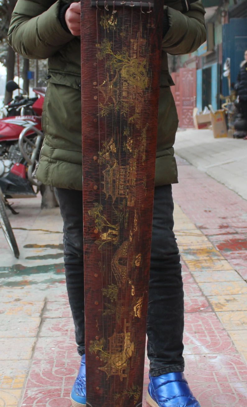 

123CM Musical Instruments Wood Lacquerware Poetry Psaltery String Harp Zither