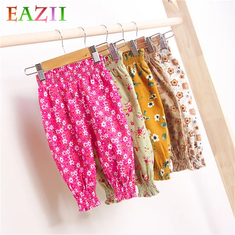 

EAZII Baby Girl Leggings Print Summer Flower Print Cotton Infant Leggings Baby Pants Baby Girl Clothing Baby Casual Trousers