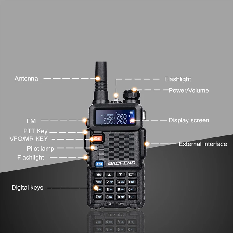 Baofeng BF-F8+ Обновленная новая портативная рация полицейская двухсторонняя рация Pofung F8+ 5 Вт UHF VHF Двухдиапазонная наружная радиоприемопередатчик