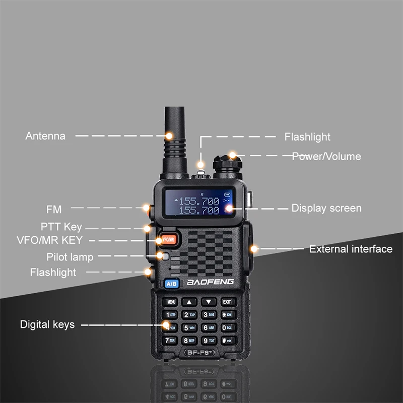 Baofeng BF-F8+ Upgrade New Walkie Talkie Police Two Way Radio Pofung F8+ 5W UHF VHF Dual Band Outdoor Long Range Ham Transceiver
