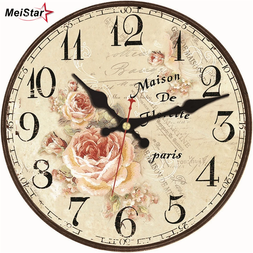 Persuasivo para equilibrar Reloj de pared decorativo con diseño de flores de cuarzo, moderno reloj de  pared de cocina con diseño de flores rosas francesas de inspiración Vintage,  funciona con pilas|Relojes de pared| - AliExpress