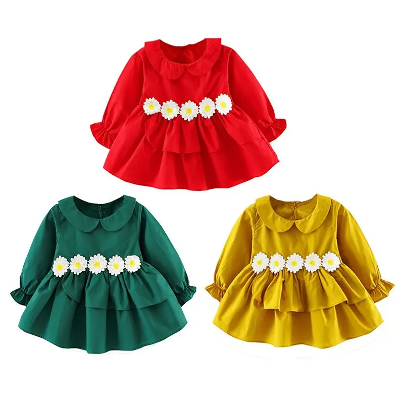 

Spring Casual Toddler Girls Cotton Long-sleeved Dresses Baby Princess Dresses 2019 New Fashion Baby Clothing Outfit 0-3Y