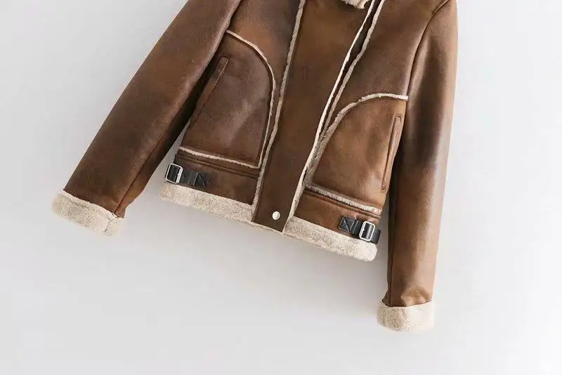 price reduction 2018 Fur Coat New Winter Leather Jacket Plus Velvet Warm Motorcycle Jacket Casual Women's Velvet Ja