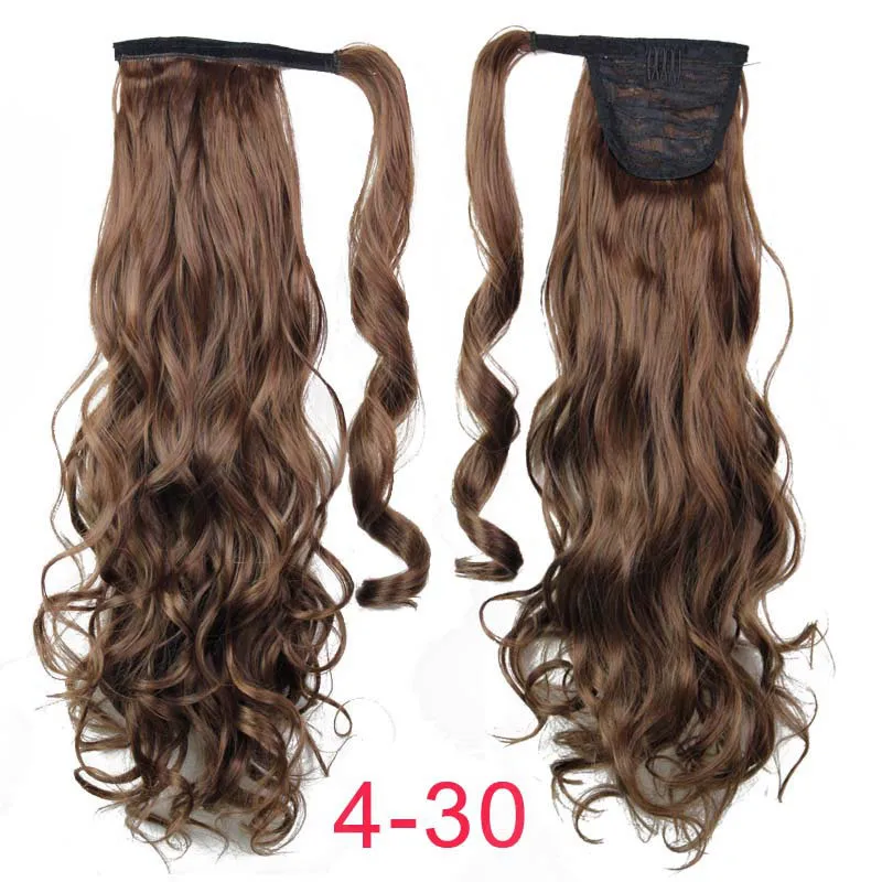 MSIWIGS False Hair Wrap On Magic Tape Synthetic Wavy Women's Ponytail Hairpieces Heat Resistant Natural Clip In Hair Extension