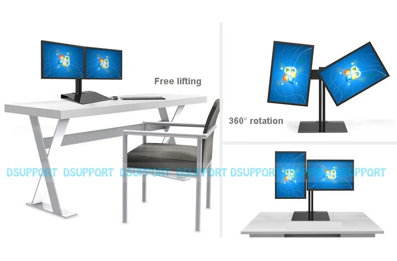 Полный поворот 1"-27" двойной экран монитор держатель ЖК-телевизор крепление настольная подставка База S031
