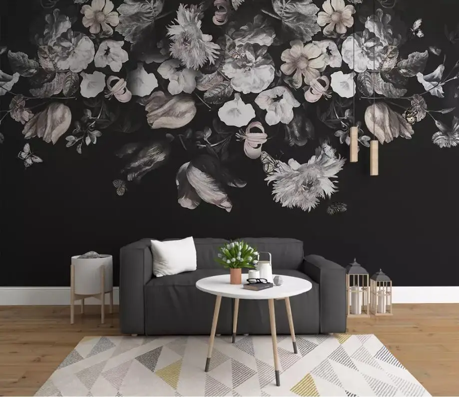 Beibehang Пользовательские настенные росписи обои живопись Европейский окрашенный цветочный цветок гостиная диван спальня 3D обои домашний декор - Цвет: 17474273
