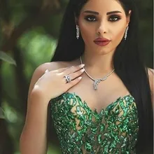 Новинка, Зеленое Длинное Вечернее Платье, иллюзионная горловина, abendkleider, аппликация, тюль, Формальные платья для выпускного вечера, Vestido de festa Robe de soriee