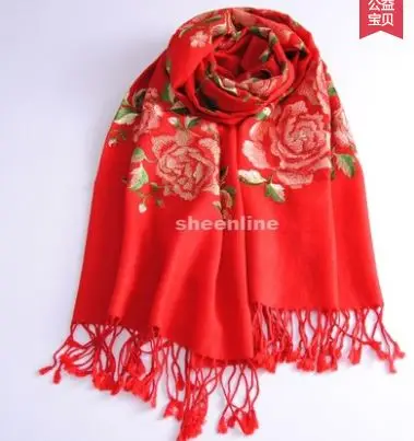 Мульти-дизайн, высокое качество, этническая, сложная, вышивка, шерстяная шаль, винтажная шаль, длинный шарф, светильник, теплый зимний шарф - Цвет: C2 red