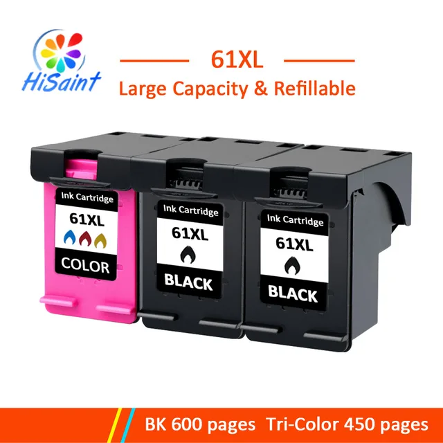 hisaint 61 XL BK Color Ink Cartridge For HP61 DESKJET 1000 1010 1050 Printer for HP 61 Free