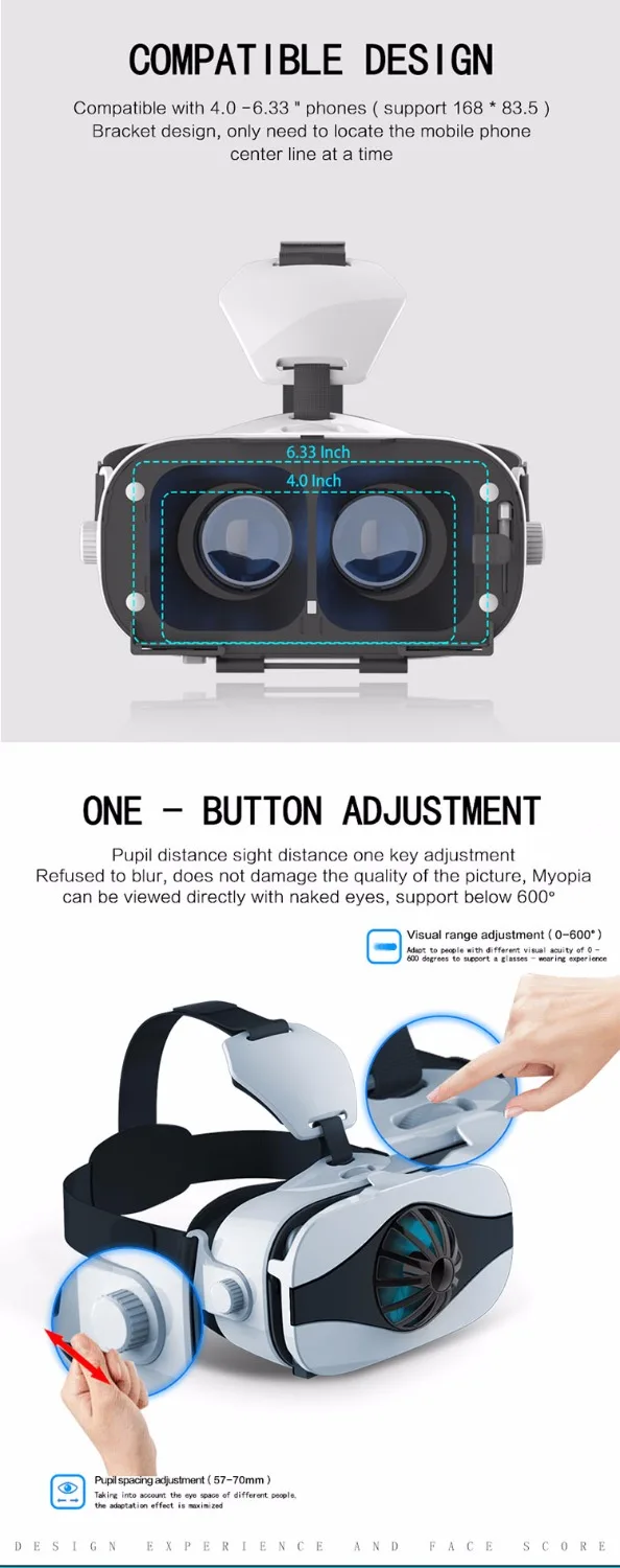 Fiit VR 5F мини 3D очки Вентилятор охлаждения виртуальной реальности коробка Deluxe Edition