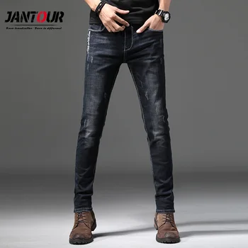 

jantour Black Skinny Jeans Men Winter Autumn Stretch Denim Jeans Man Elastic Casual Slim Jean Pants Male Quality Jeans Homme