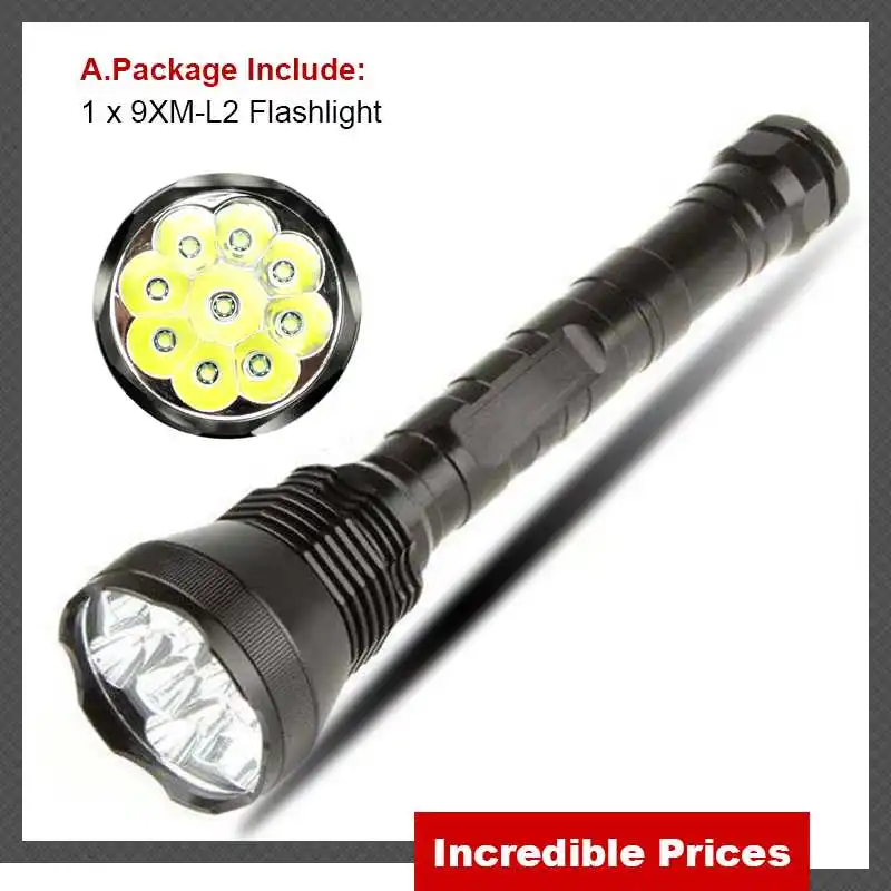 

9* XMLT6 LED 20000 Lumen Flashlight 3*18650 Outdoor Waterproof Floodlight Outdoor Lighting Torch Lanterna Camping Lamp Hunting