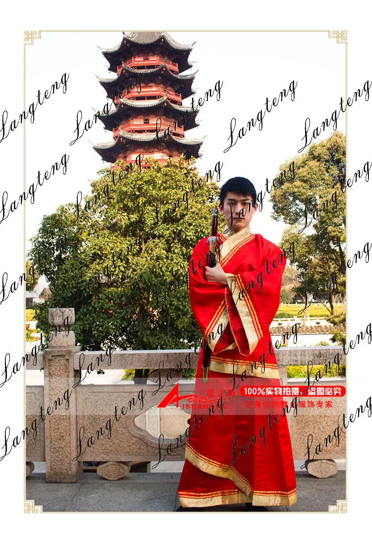 Новинка года древней китайской Костюмы костюм красный hanfu костюм любителей