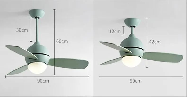 36 дюймов скандинавские Разноцветные Милые спальни светодиодный потолочный вентилятор свет лаконичная кухня столовая вентилятор свет искусство детская комната бар свет