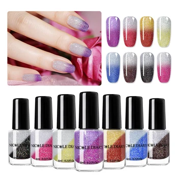 

NICOLE DIARY 6ml Holo Thermal Nail Polish Laser Temperature Color Changing Shimmer Water Based Nail Varnish