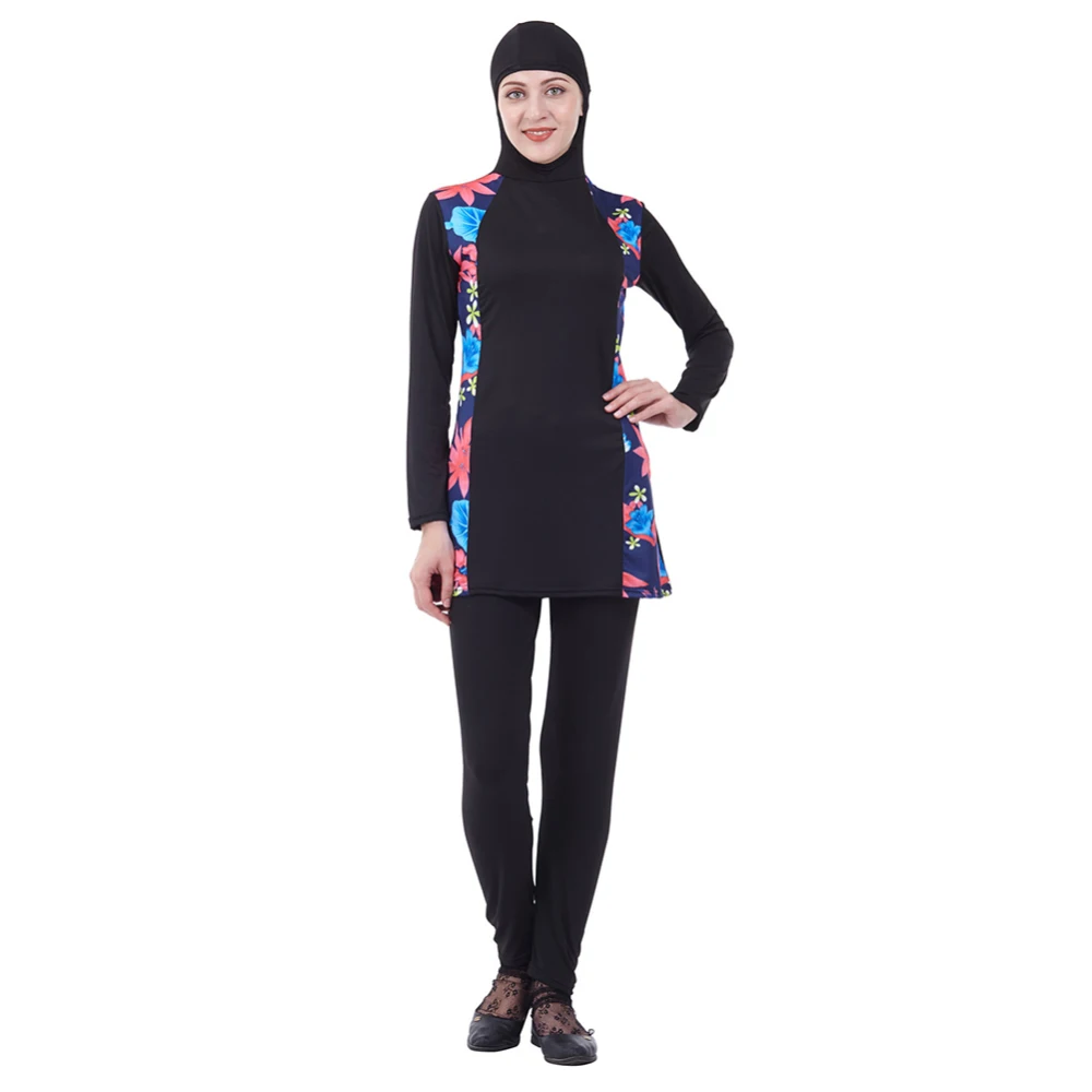 

Muslim Swimsuit Female Two-piece Long Sleeve Swimwear Bathing Suit with Cap