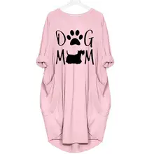 Платье с карманами, платье с принтом собаки и мамы, женские платья, одежда макси, винтажное Цветочное платье, vestido de festa