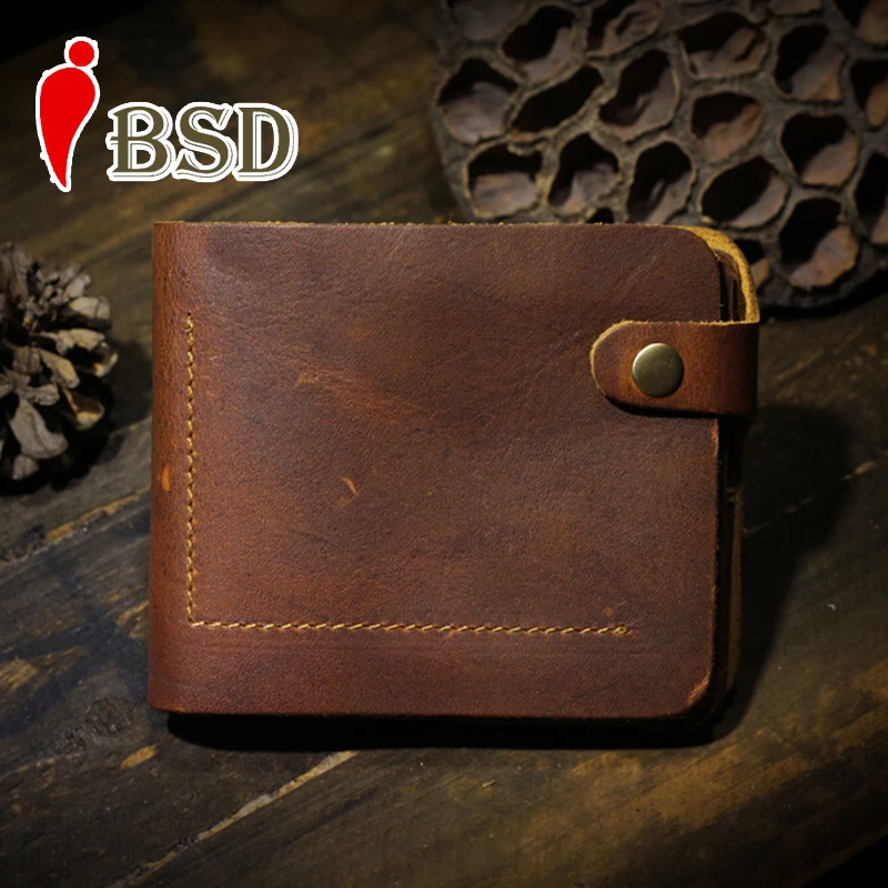 Genuine leather vintage wallet dollar price card holder men wallets and purses handmade personalized short men