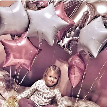 

10pcs Star Balloons 18inch Pink Gold Silver Aluminum Foil Balloon Happy Birthday Party Supplies Wedding Decor 1st Party Balloon