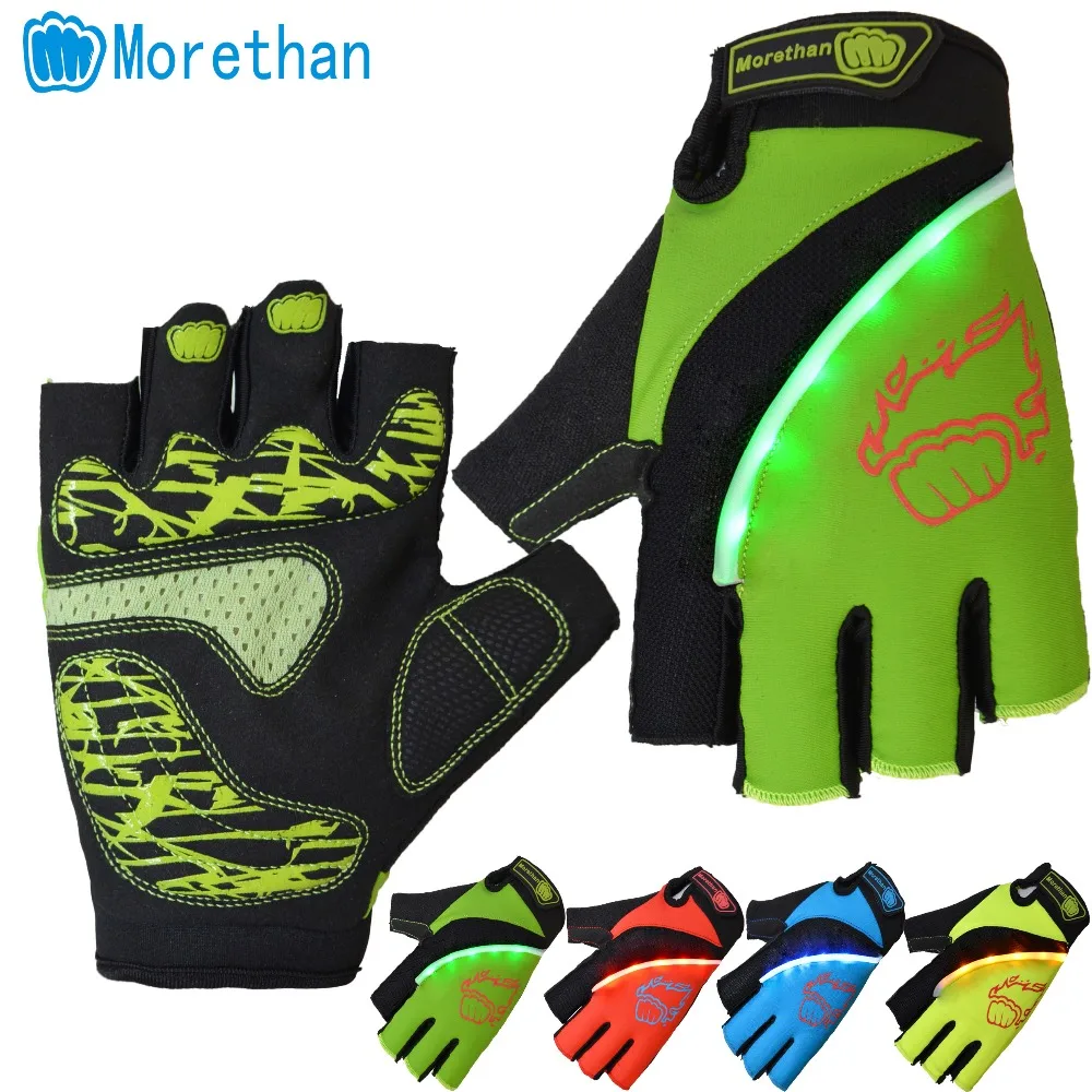 2018 led light cycling gloves breathable half finger mtb bicycle glove