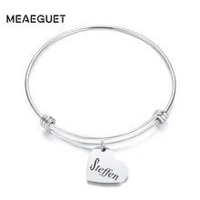 Персонализированные Женские ID браслет Сердце Стиль серебро Нержавеющая сталь пользовательское имя Женский Личность ювелирные изделия гравировка