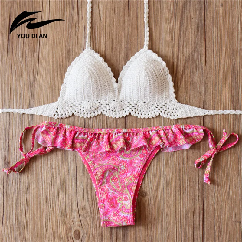 Women Bikini 2018 Handmade Knitted Swimsuit Sexy Swimwear Women Summer