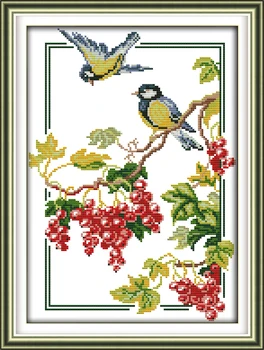 

Joy sunday animal style Birds and berries needlepoint christmas ornaments kits for hand cross-stitch