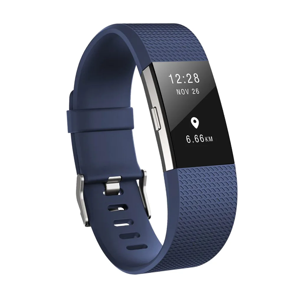 Honecumi для Fit bit Band Зарядка 2 полосы заменить Мужские t браслеты для Fitbit Charge 2 Браслет ремешок аксессуары для женщин мужчин - Цвет: Dark blue