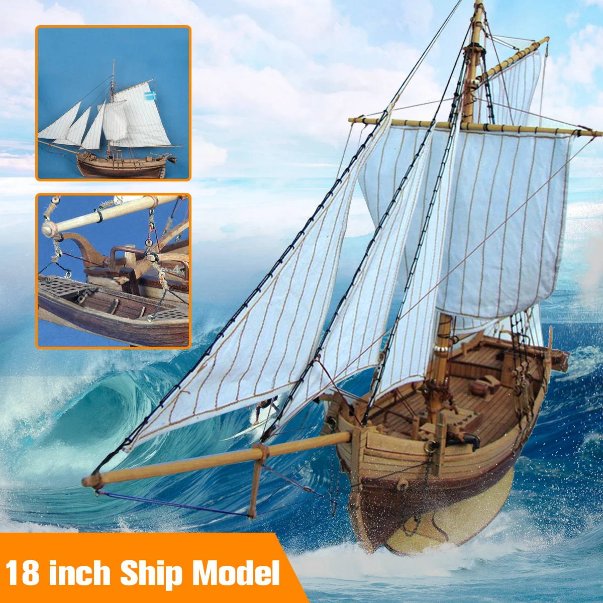 18 inch Classics Sail Boat Model Wooden Swedish Sailboat ...