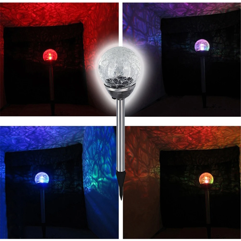 Padrão de Crack Lâmpadas do Gramado de Energia Inoxidável Luzes Bola Solar Jardim Luz Luz-operado Lâmpada Dropship 6.23 2 Pcs Aço 15 Solar Jardim Luz Luz-Operado LÂMPADA Dropship 6.23