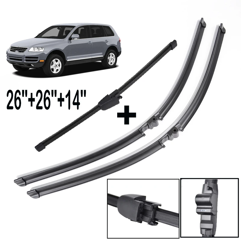 Front Rear Wiper Blades for Volkswagen Touareg 7LA 7L6 7L7 SUV 3.0 V6