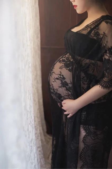 Negro lujiaoshout Maternidad Mama Transparente de Encaje Vestidos de Maternidad de fotograf/ía XL 1PCS