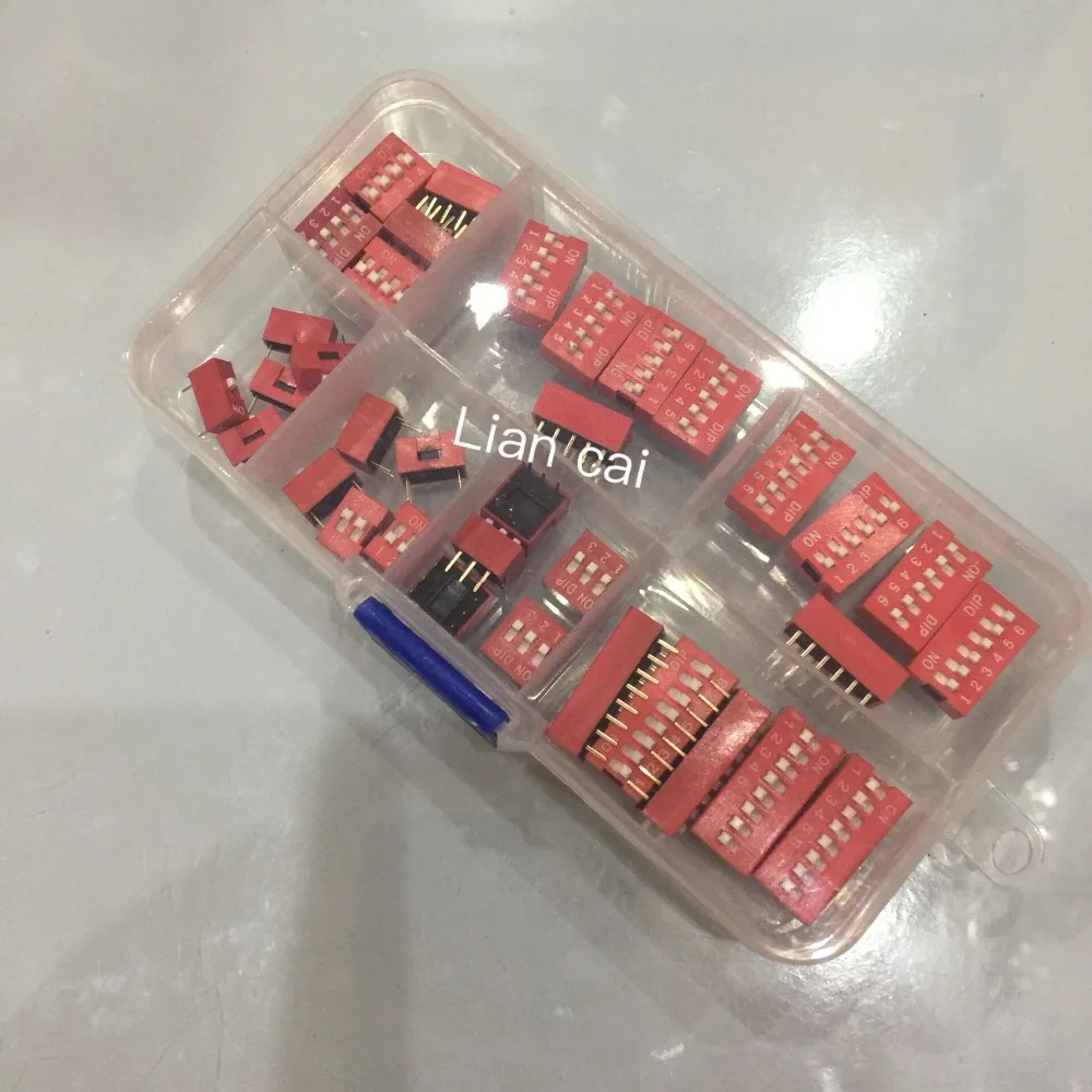 35 шт./лот Dip Switch Kit в коробке 1 2 3 4 5 6 8 способ 54 мм тумблер красный оснастки