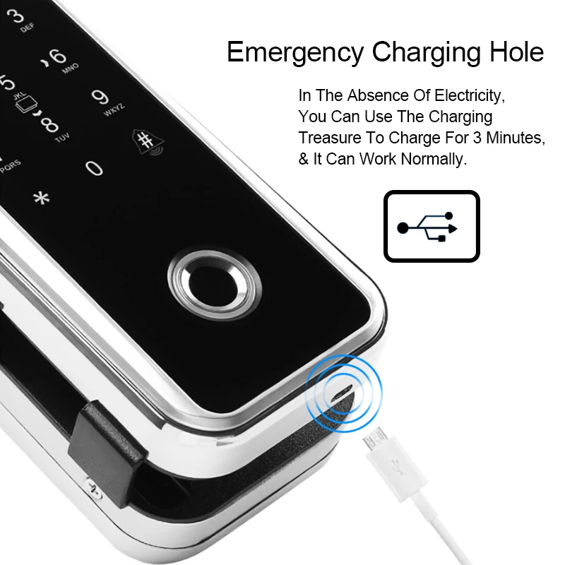 Eseye Glass Door Lock Office Keyless Electric Fingerprint Lock With Touch Keypad Smart Card Remote Control Smart Door Lock      