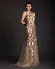 luxury new arrival prom font b dress b font sequined shiny sleeveless O neck appliques font