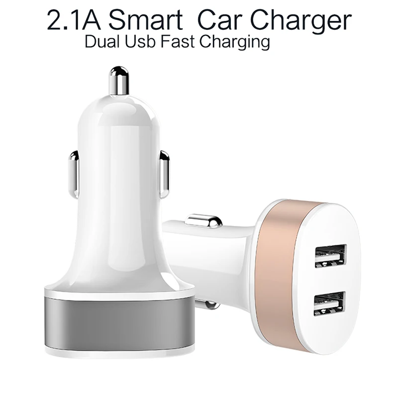 LINGCHEN المزدوج USB شاحن سيارة للهاتف 5 V 2.1 الهاتف المحمول شاحن آيفون سريع USB مهايئ شاحن ل سيارة للأقراص