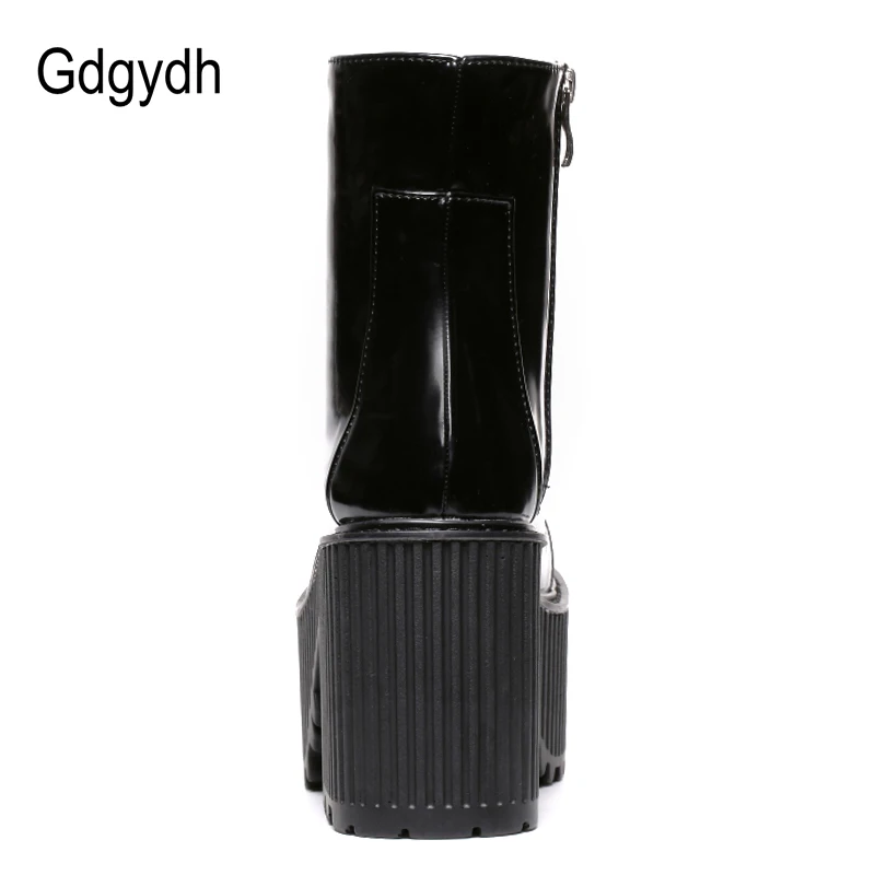 Женские ботильоны на платформе Gdgydh черные обувь в стиле панк/готика резиновой