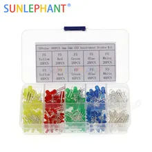 300 шт 3 мм 5 мм светодиодный свет белый желтый красный зеленый синий Ассорти Набор DIY cветодиоды набор 3 V 20mA