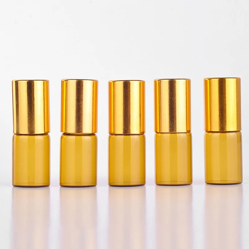 

20Pcs 3ml Amber glass roll on bottle with Steel roller Small Essential Oil Roller-on bottle empty parfum cosmetic containers