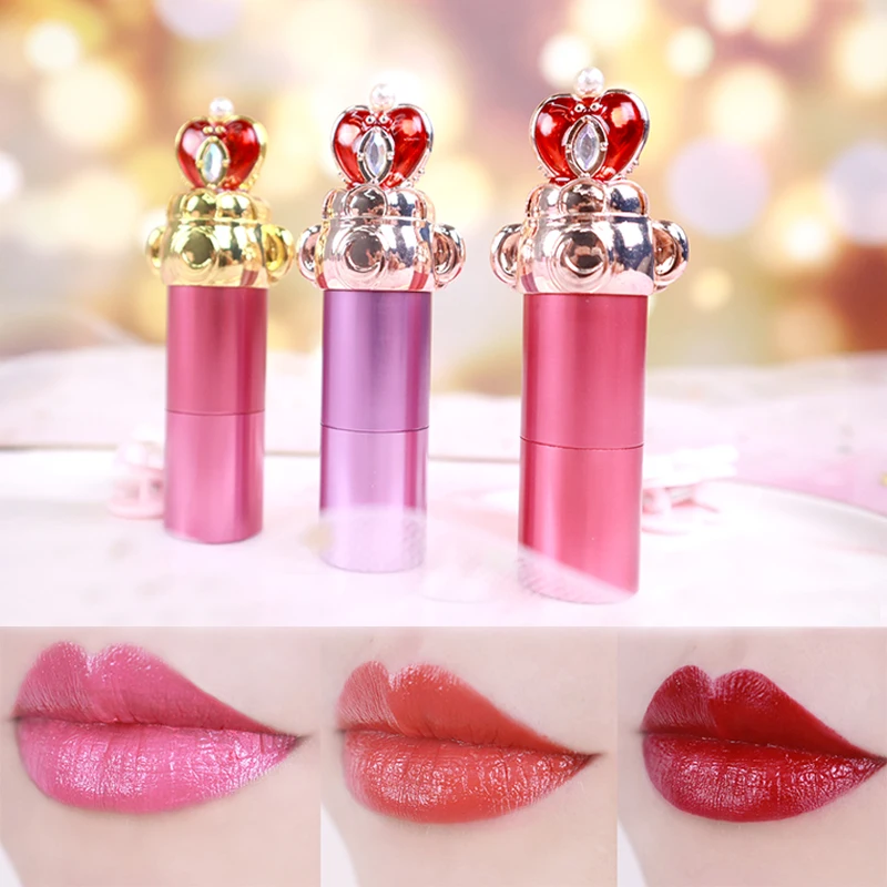 

New Metal Sailor Moon Lipstick Matte Nude Lipstick Heart Crystal Cosmetic Metallic Lip Stick Easy to Wear Tinting Tool Make Up
