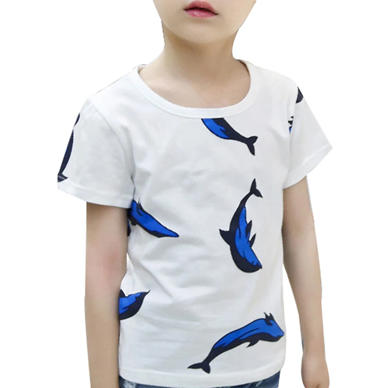 Новые летние повседневные футболки с круглым вырезом и короткими рукавами для девочек - Цвет: Dolphin