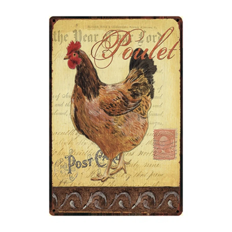 [Kelly66] курица пересечение фермы свежие яйца металлический знак Олово плакат домашний Декор Бар настенная живопись 20*30 см размер Dy76