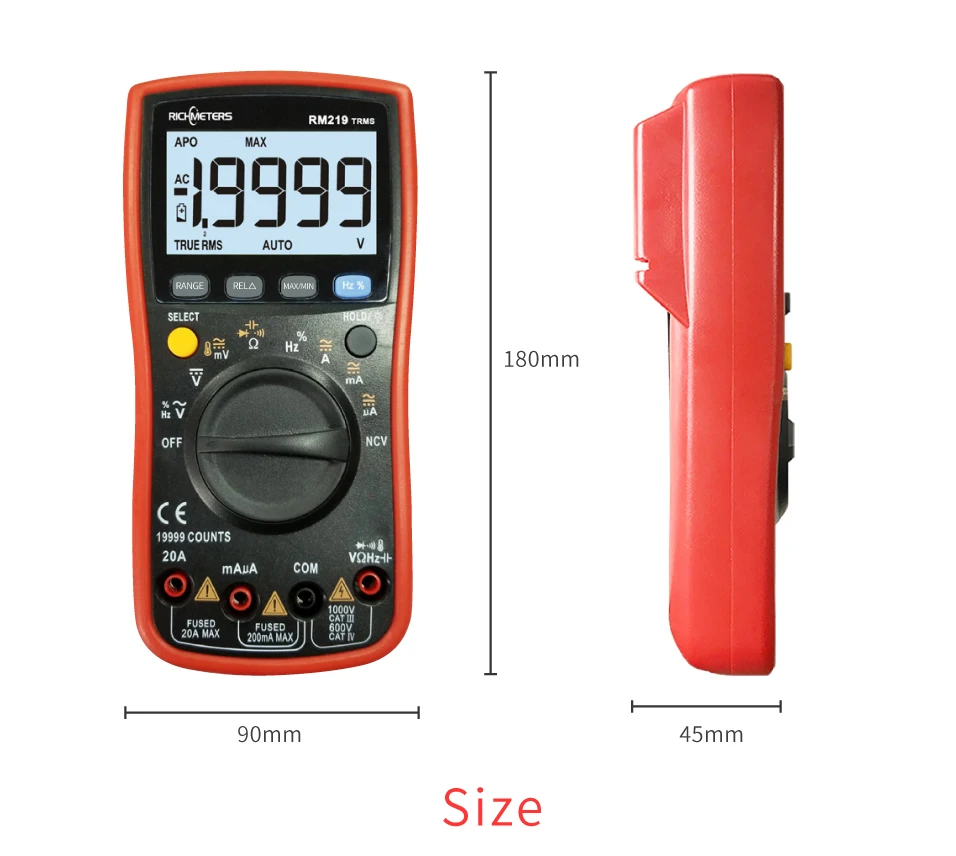 RM219 True-RMS 19999 отсчетов Цифровой мультиметр NCV частота Автоматическое отключение питания AC DC Напряжение Амперметр Ток Ом