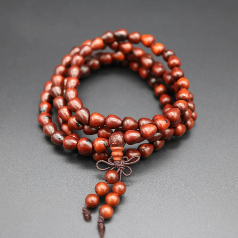 108*0,8 см Африканский сандаловое дерево капли воды форма молитва бусины тибетский буддийский Мала Браслет Будды четки деревянный браслет ювелирные изделия