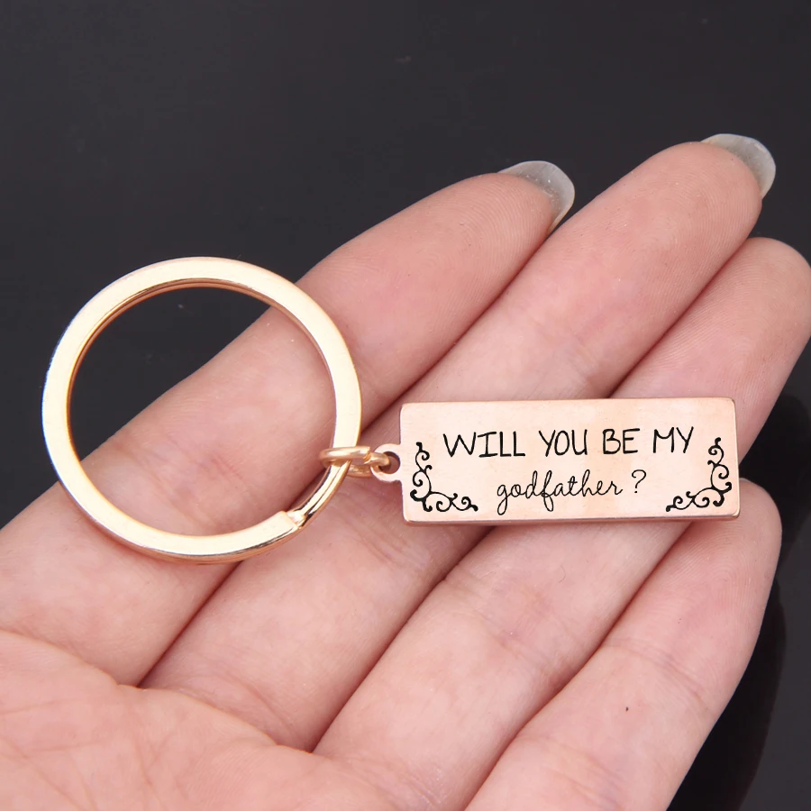 Модный брелок с гравировкой Will You Be My Godfather Godmother высокое качество брелок ювелирные изделия подарок для Godfather Godmother сумка Шарм