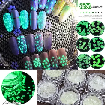 

3 Boxes Nail Art Glitter Luminous Sequins Star Moon Shape Ornament Night Glitter Ultra-thin Joker Wild Card Finger Beauty Tools