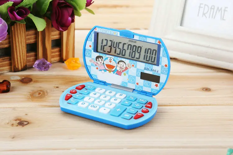 Kawaii Мини мультфильм складной калькулятор корейский стиль hello kitty Doraemon Солнечная Calculadora Дети Студенческие канцелярские подарки