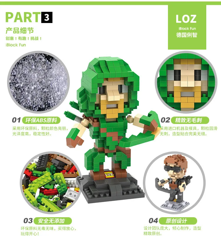 LOZ Blocs Fun экшн фигурка Jouets Super Heros Poupees En Plastique Cube de Construction Briques Jouet Educatif Mirco|blocs