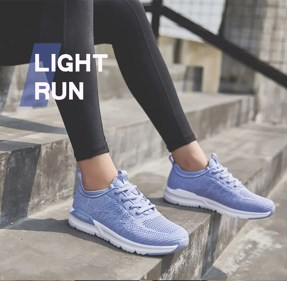 FANDEI/ женские кроссовки для бега; спортивная обувь; женские кроссовки-светильник; zapatillas mujer; летняя прогулочная обувь из сетчатого материала на шнуровке